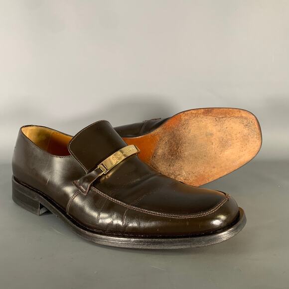 DOLCE & GABBANA Size 9 Brown Gold Leather Loafers main image 6